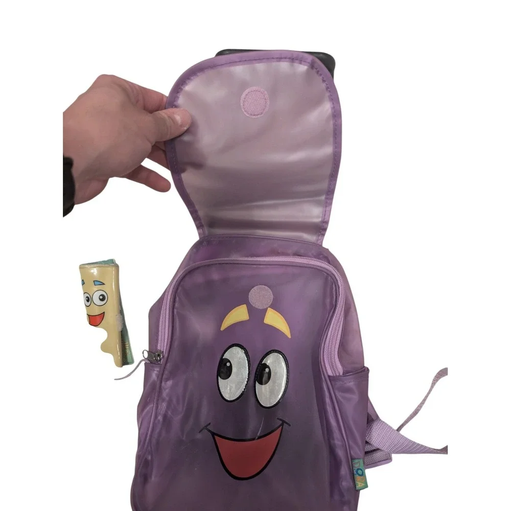 Vintage Dora the Explorer Purple Rolling Backpack with Detachable Map Small